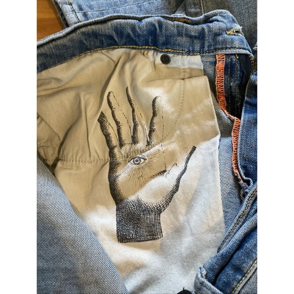 OVADIA NY Men's Size 34 Light PAINT SPLATTER Skinny Fit Mid Rise Stretch Jeans - Picture 13 of 14